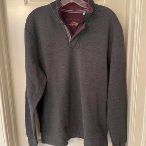 ORVIS Quarter-Zip Sweater, Medium, Charcoal